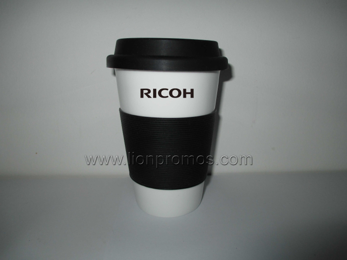 Promotional Gift Comfort Silicone Grip Porcelain Coffee Mug