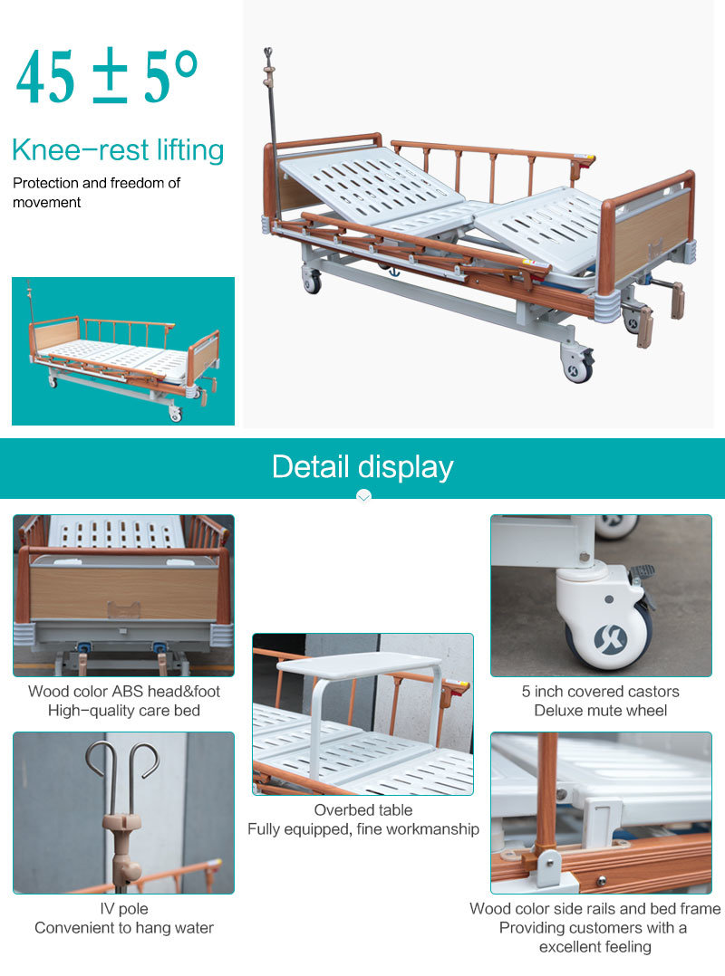 Medical Patient Clinic Manual Hospital Adjustable Bed with Function