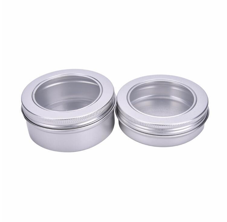 Aluminium Lip Balm Pots Container Makeup Cosmetic Cream Jar Pot Bottle with Clear Top View Window 100/150ml