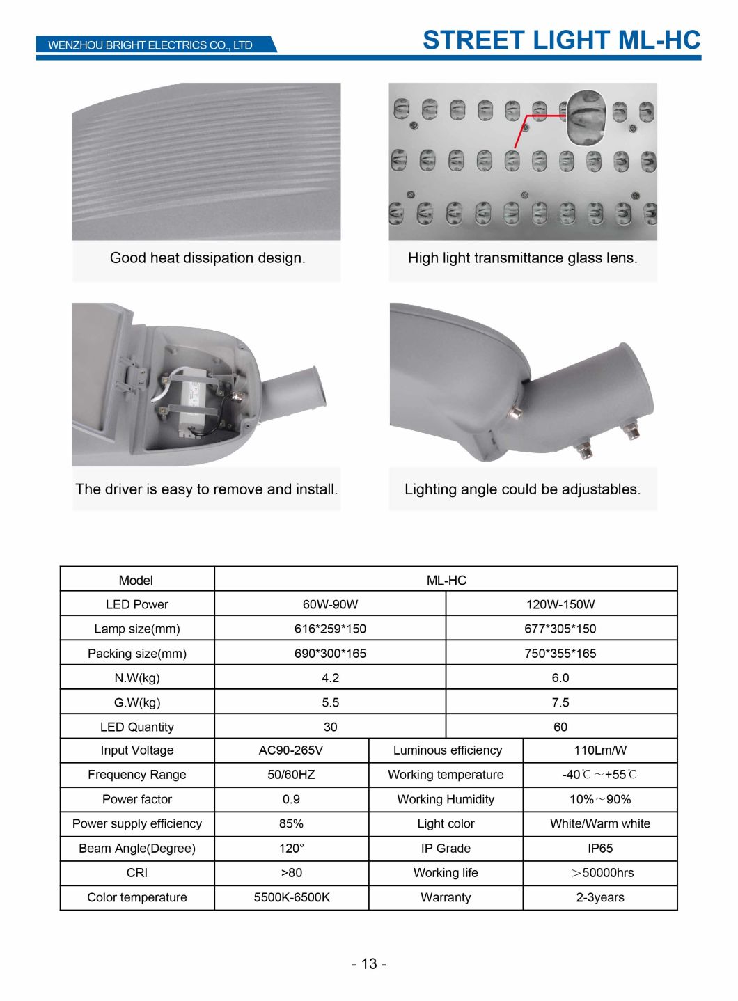 Dia-Casting Aluminum Outdoor IP65 SMD 150W LED Street Light