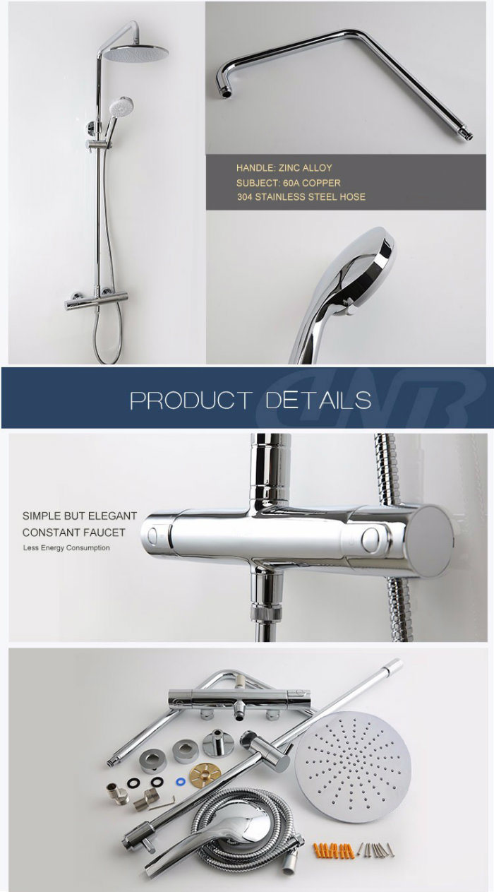 Sanitary Ware Waterfall Round Bathroom Shower Sets with Shower Heads