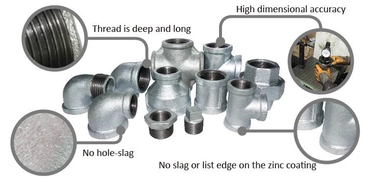 SS304 Elbow Stainless Steel Pipe Fittings (threaded tee)