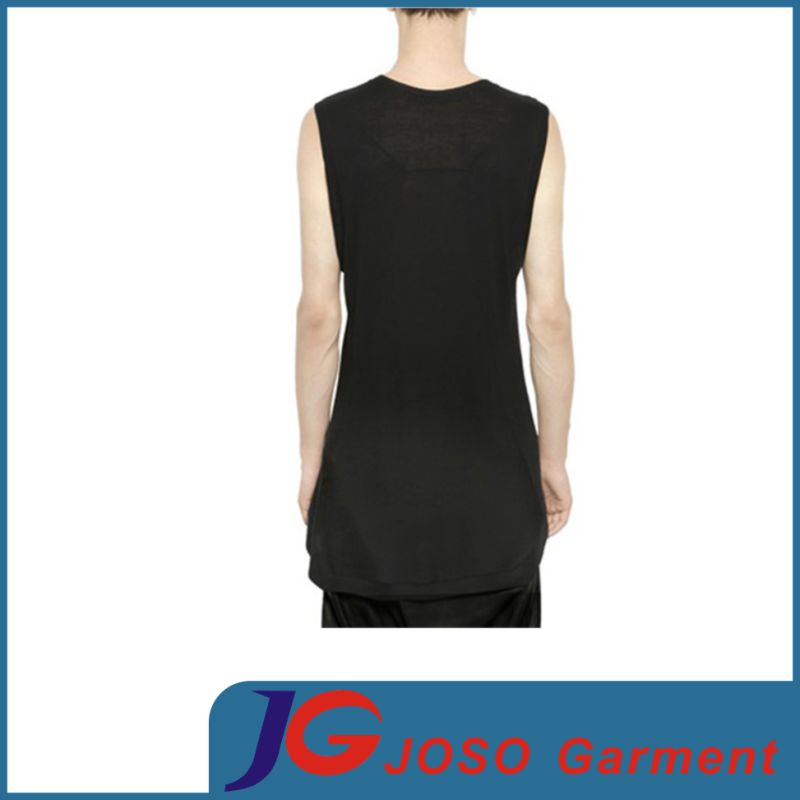 Black Sleeveless Tshirt Men Long Tank Dress (JS9017m)