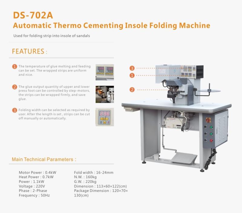 Ds-702A Automatic Thermo Cementing & Insole Binding Machine for Shoe