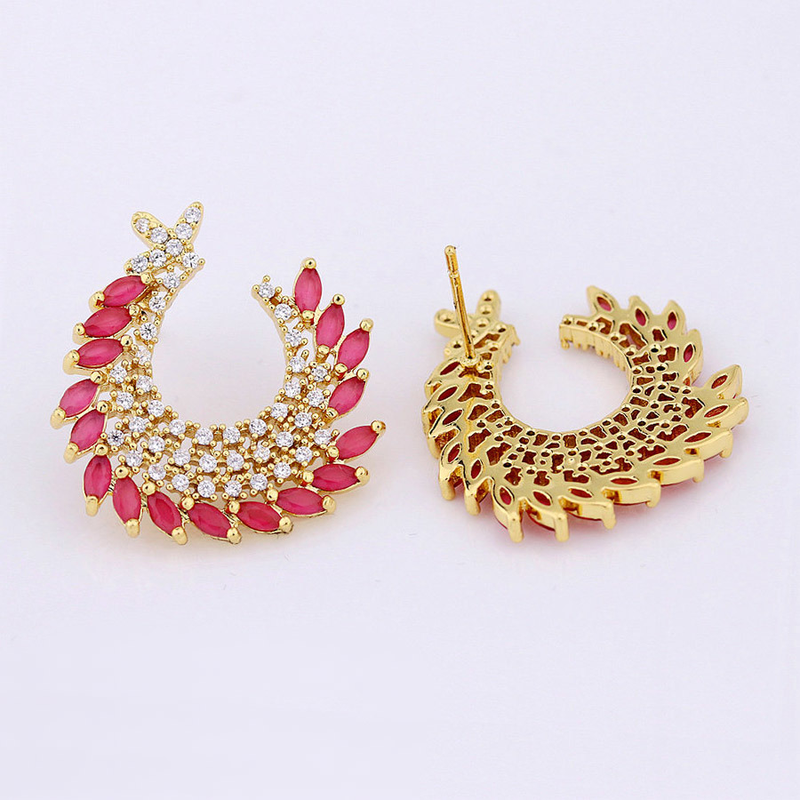 AAA Zirconia Party Stud Earring Pure Gold Plated Lady Designs