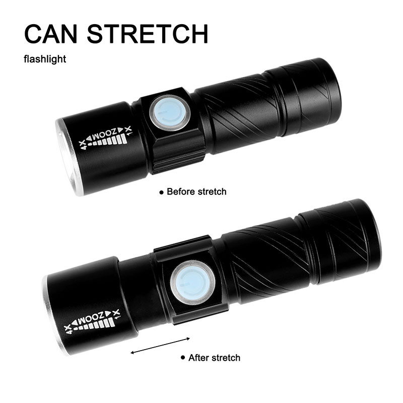 Emergency USB Rechargeable 500lm Aluminum Mini Telescopic CREE LED Torch