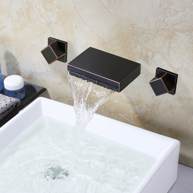 Cold and Hot Water Wall-Mount Waterfall Bathroom Faucet