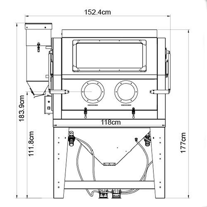 Dustless Heavy Duty Industrial Use Glass Bead Cabinet Blasting Machine