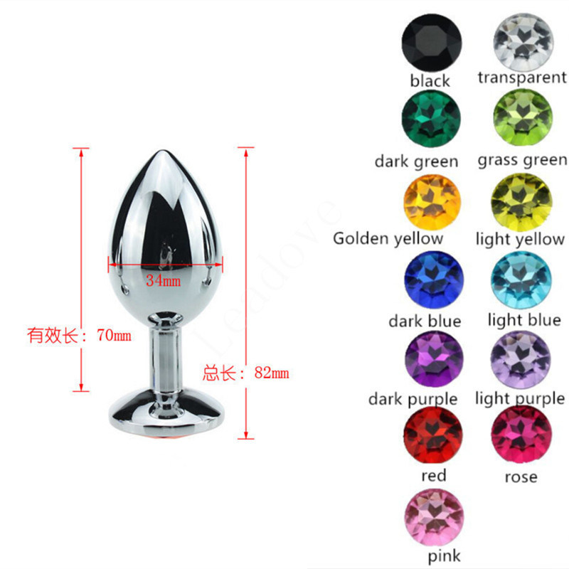 Hot Metal Heart Shape Anal Plug Crystal Jewelled Butt Plug Medium Size Erotic Anal Sex Toys for Women Men