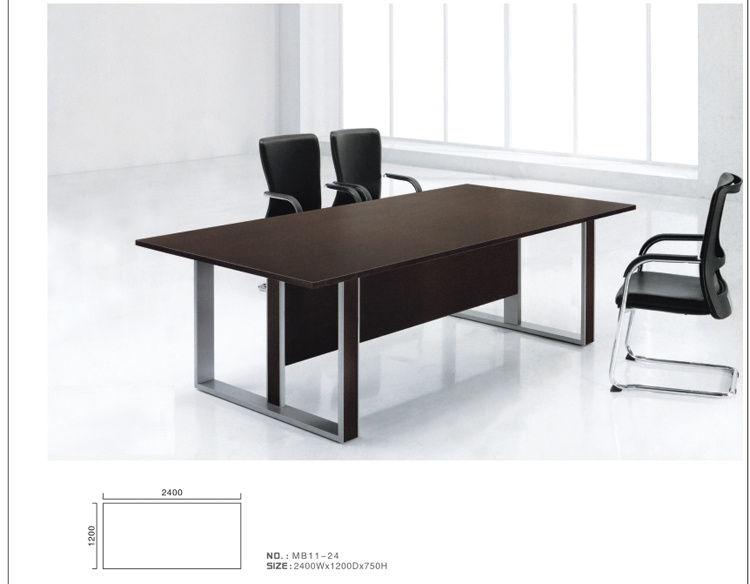 Wooden Design Office Conference Table with Tempered Glass