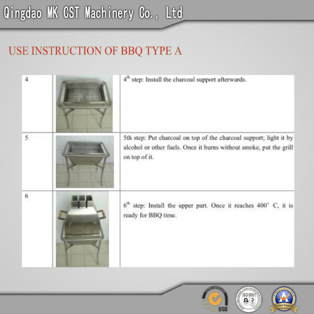 Big Stainless Steel Charcoal BBQ Stove with Grill (Outside Use)