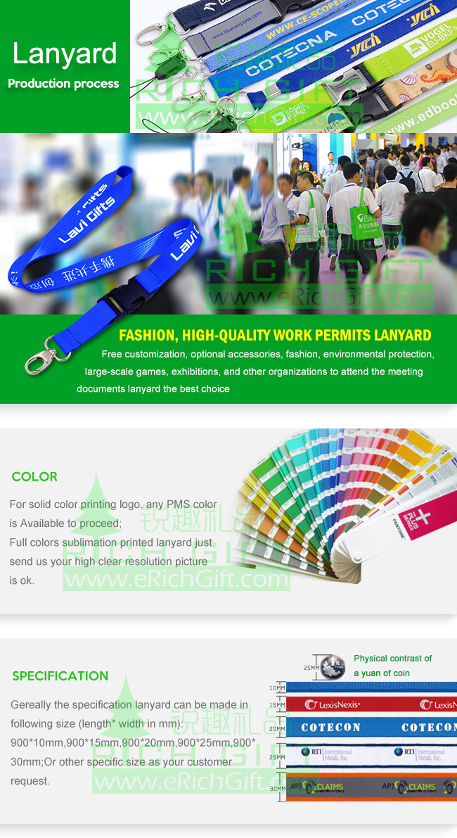 Customized Polyester Silk Screen Printing Lanyard/Sublimation Heat Transfer Full Color Printed Lanyard