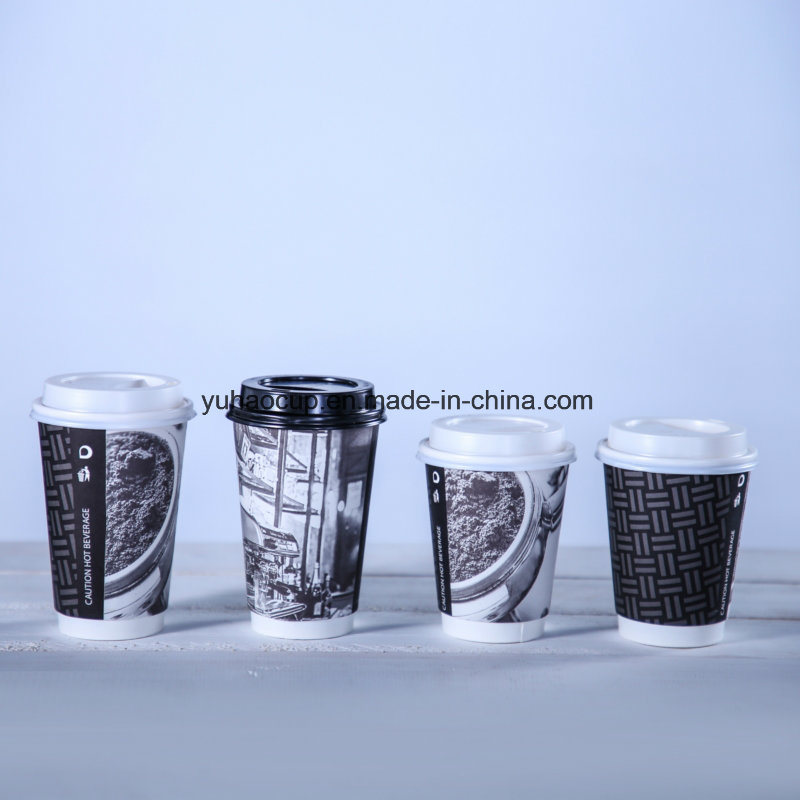 Hot Coffee Double Wall White Cups with Lid