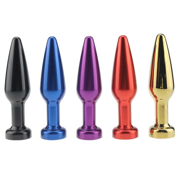 Aluminum Alloy Silver Metal Routine Anal Plug with Color Jewelry