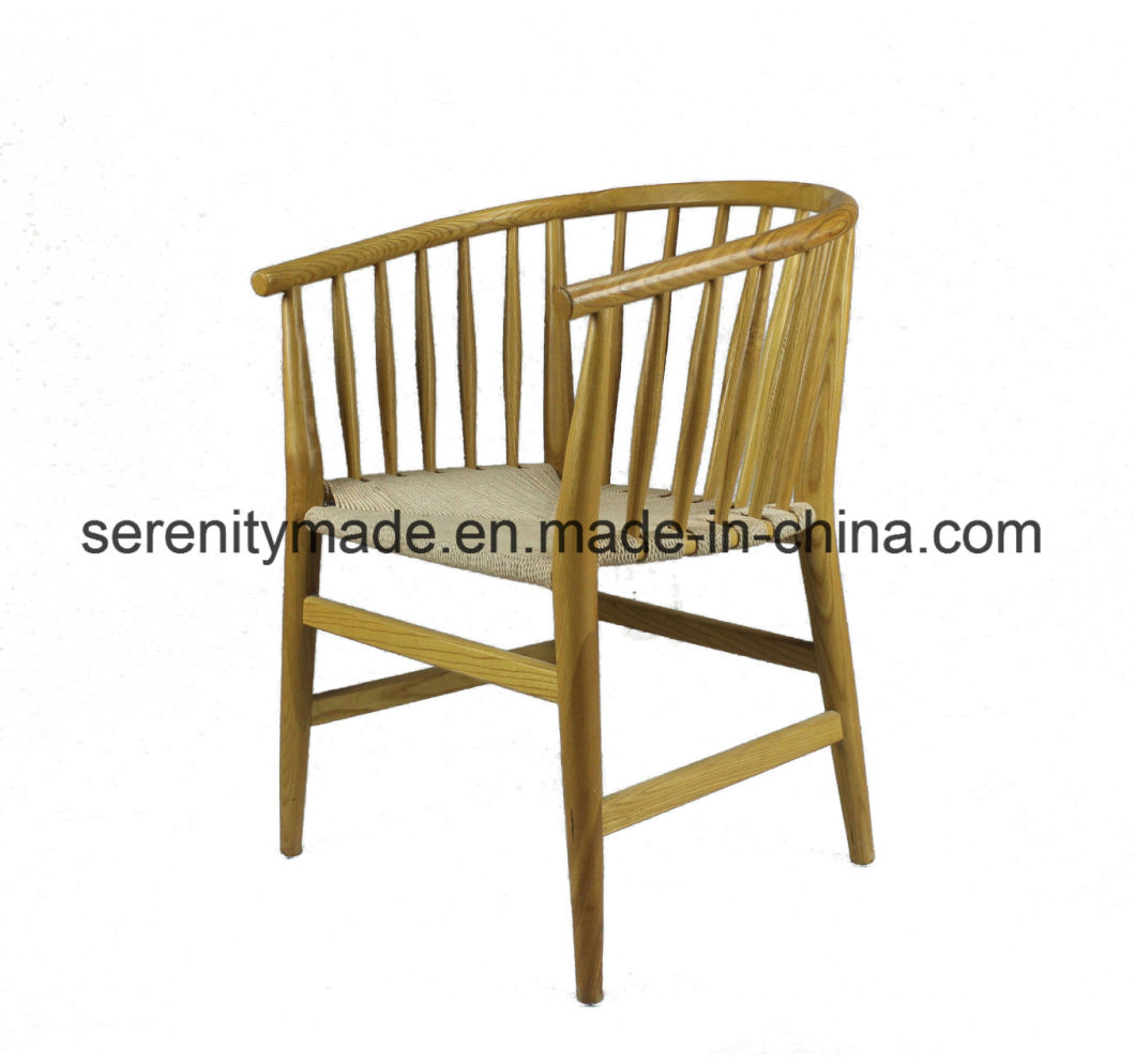Rustic Teak Wood Curve Back Seat Pad Dining Chair for Wholesale