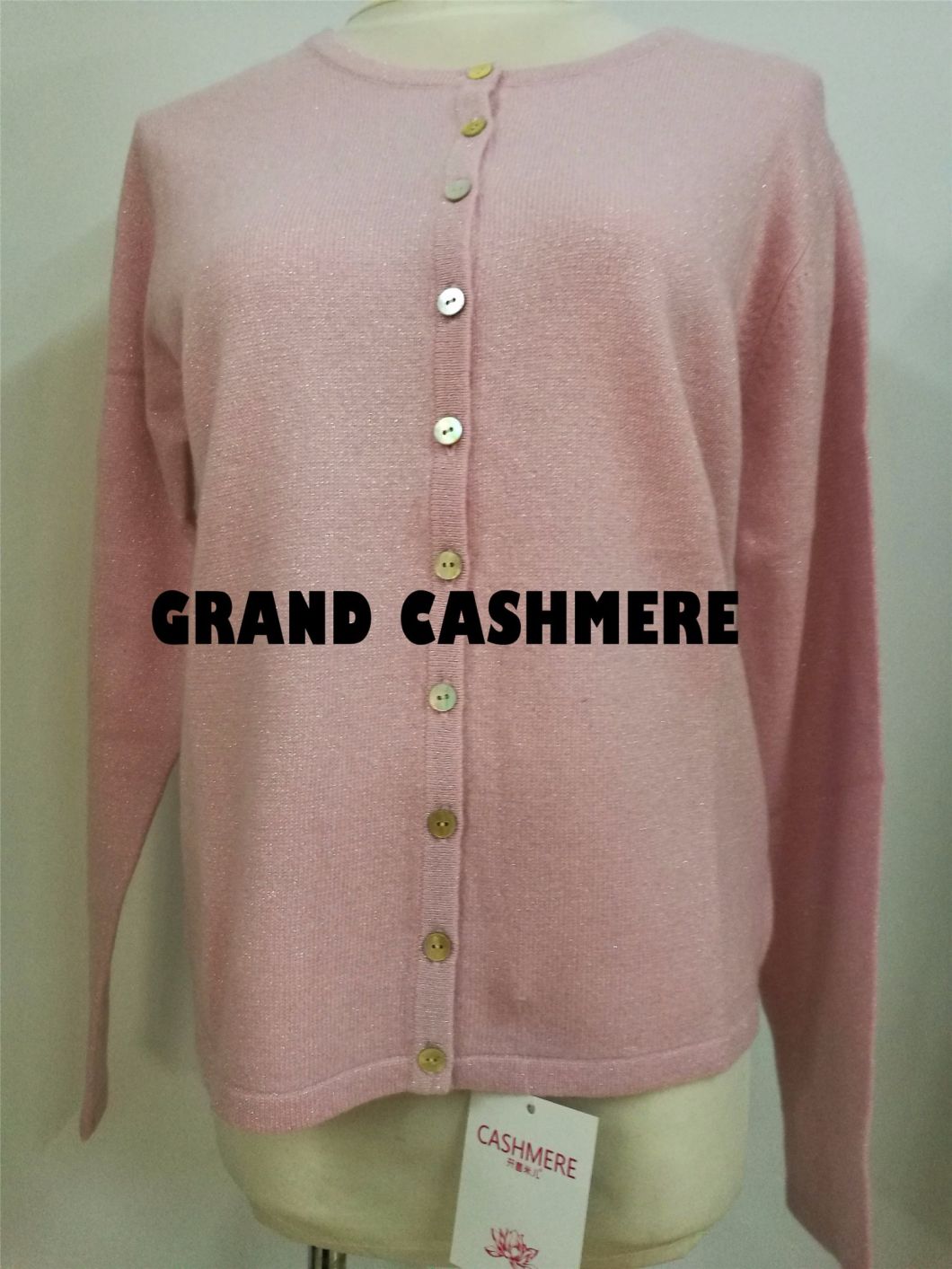 Blingbling 100% Cashmere with Lurex R Neck Cardigan