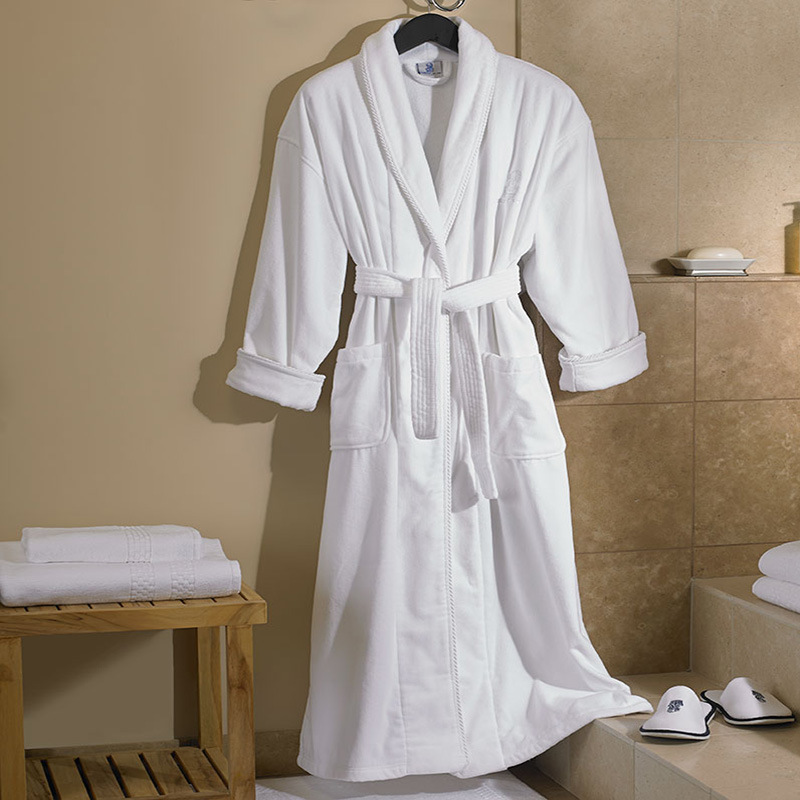 Soft Fleece Full Length Shawl Collar Velour Bathrobe (JRD406)