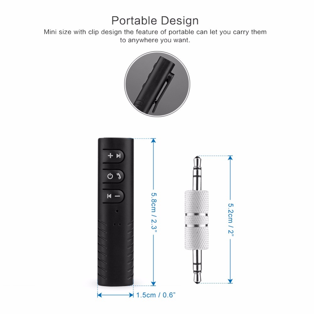 Universal 3.5mm Jack Bluetooth Car Kit Hands Free Music Audio Receiver Adapter Auto Aux Kit for Speaker Headphone Car Stereo