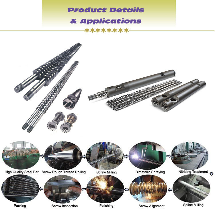 Conical Twin Screw Barrel for Plastic Extruder Assembly Spare Parts