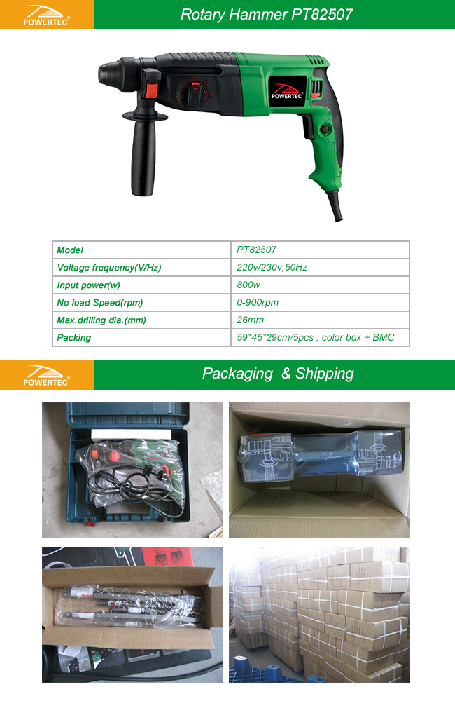 Powertec 800W Electric Rotary Hammer Drill (PT82507)