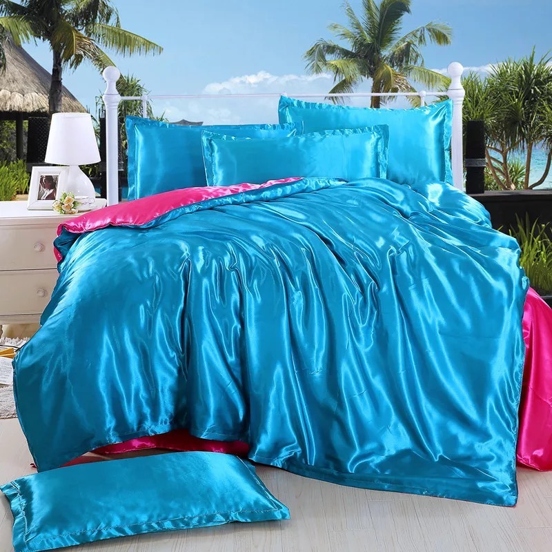 Color Hit Fashion Silk Bed Sheet Set for Queen /King Bed China Factory