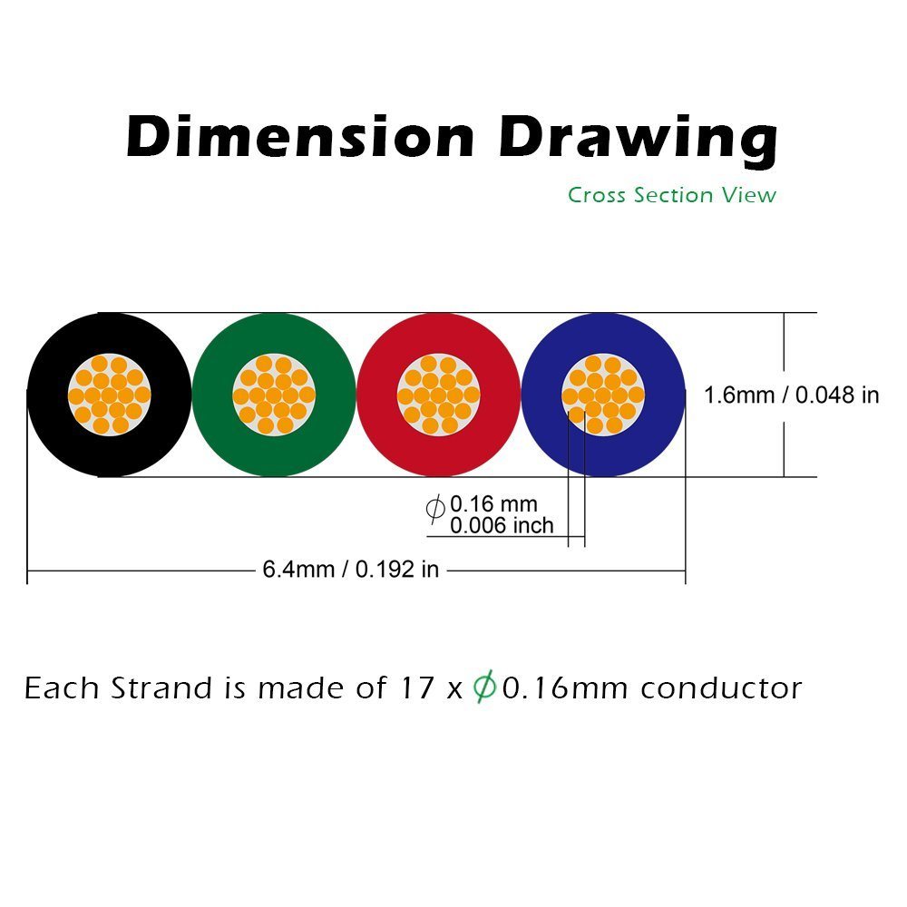 PVC Insulated UL Wires Copper Core Flat Cable 4 Pin