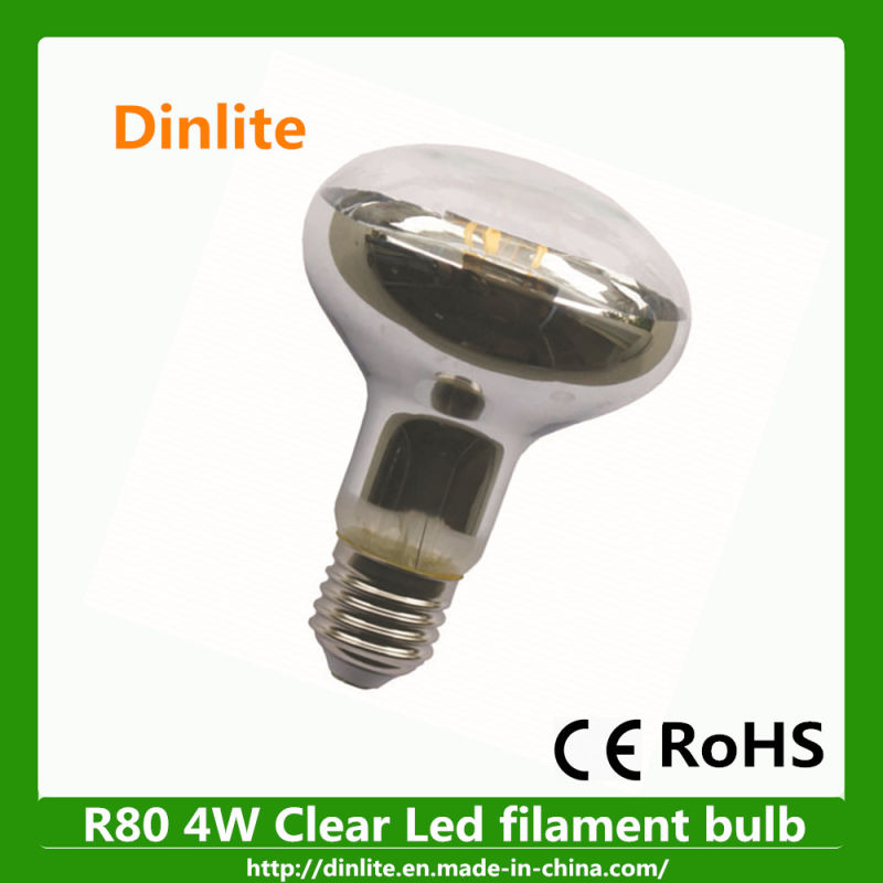 Factory Customized LED Indoor Lamp Aluminum+PBT R80 E27 4W/6W Multi-Function LED Reflector Light Dimmable LED Filament Bulb with Ce/RoHS/ISO9001/SGS