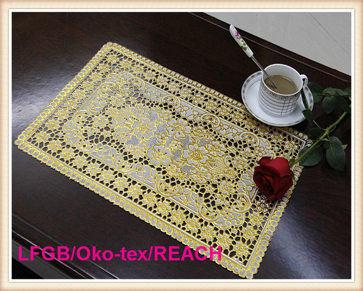 PVC Lace Table Mat/Placemat with Gold and Silver