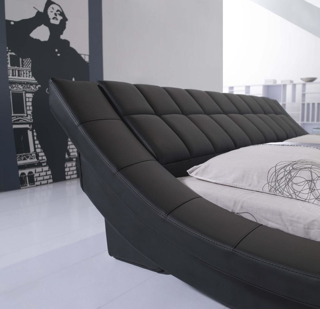 Soft King Size Leather Bed Contemporary Bed for Home