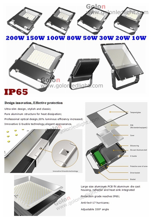 Hot Sale Factory Price Philips SMD IP65 0-10V Dimming 150W 100W Outdoor LED Spotlight