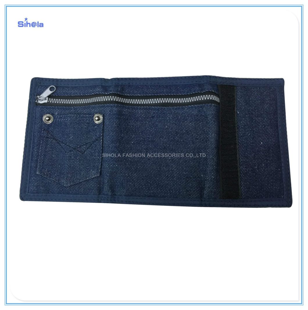 Denim Design Nylon Zipper Cowboy Cute Popular Sale Wallet