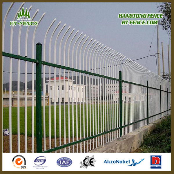 China Professional Hot Dipped Galvanized and Powder Coated/Paint Pressed Spear Top Railway Fencing/ Wrought Iron Fence