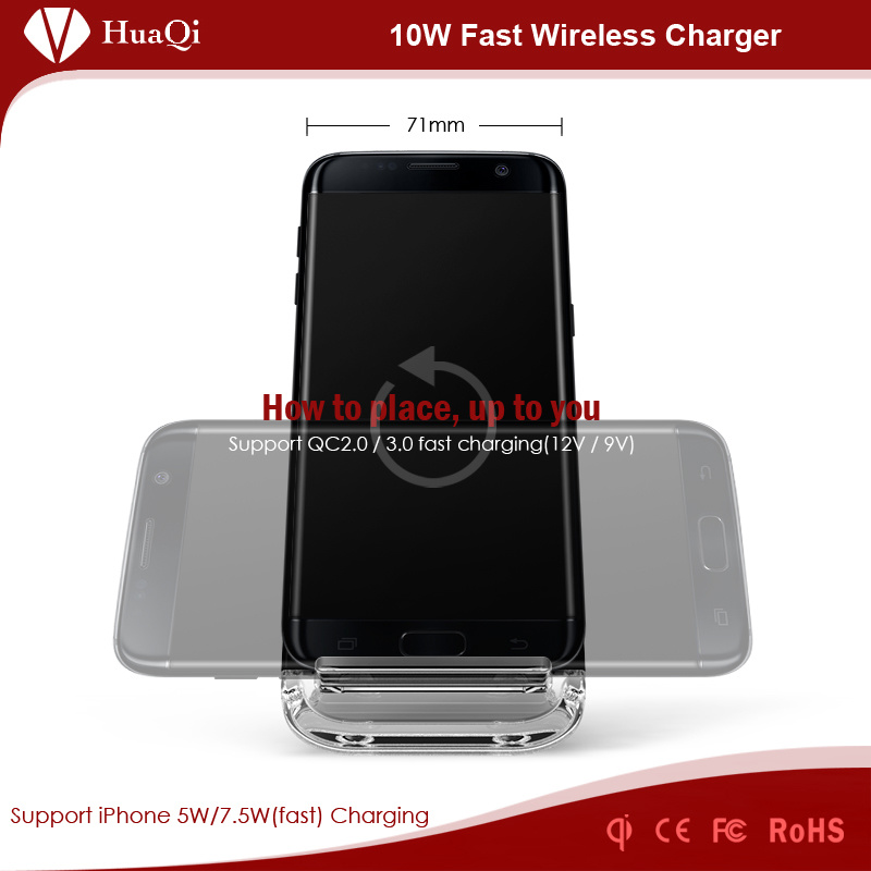 New Arrival 10W Handy Stand Quick Wireless Charger for iPhone/Samsung/Nokia/Motorola/Sony/Huawei/Xiaomi