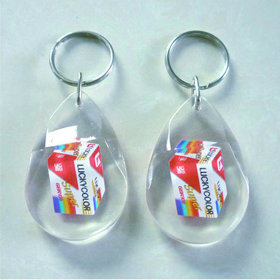 Customized Drip Shape Clear Plastic Key Chain for Promotion Gift