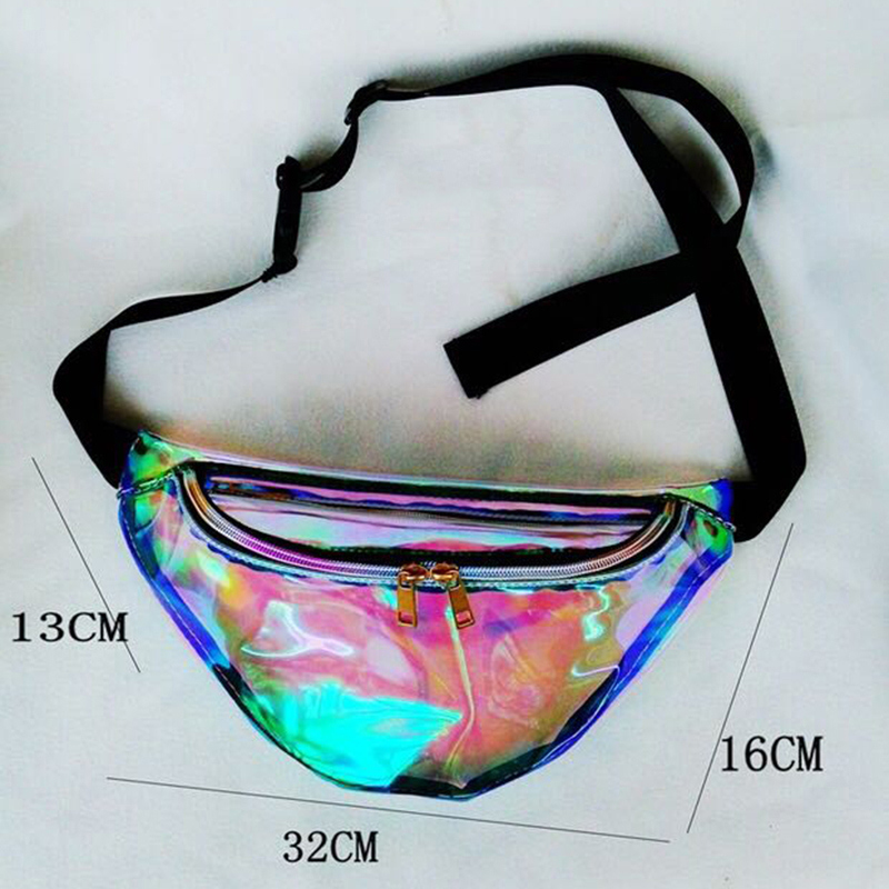 Fashionable Outdoor Travel Bag Sports Running Laser Waist Bag Waterproof Transparent Waist Belt Pack Promotional Gift Women Bag