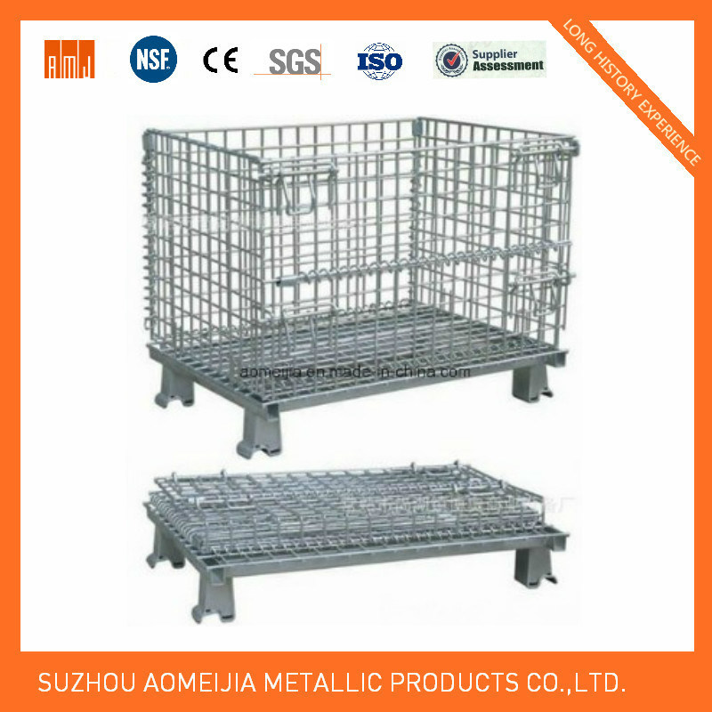 Heavy Duty Collapsible Dump Bin Metal Wire Storage Cage/Basket for Supermarket