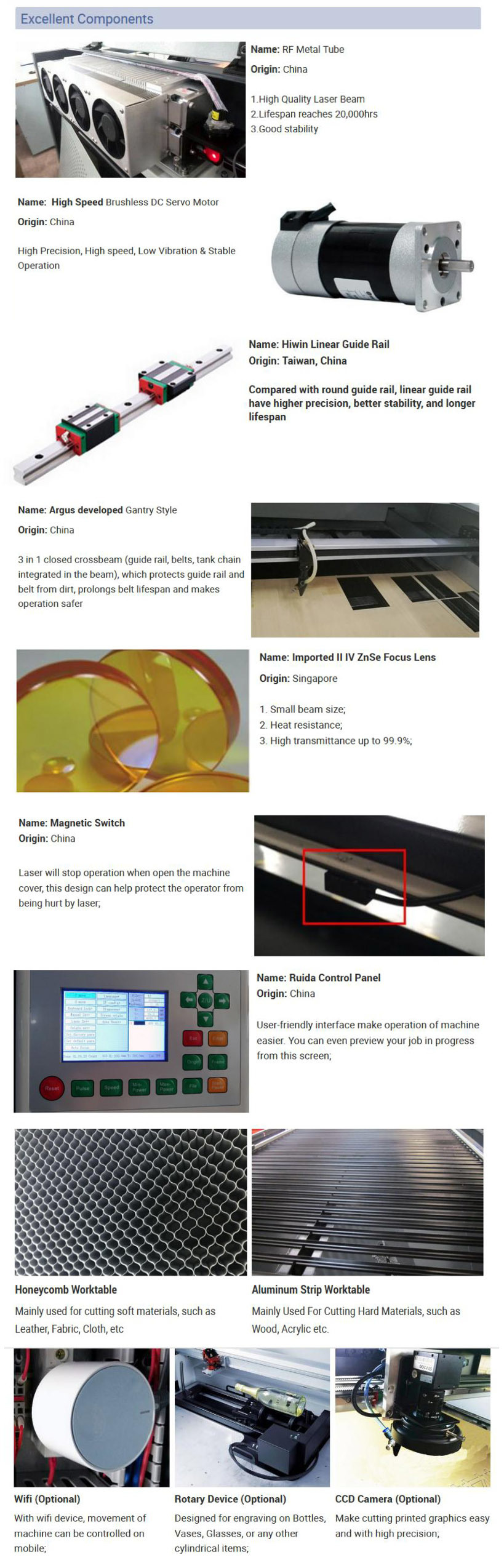 CO2 Laser Engraving Cutting Machine Laser Engraver for Acrylic, Wood, Rubber, 60W 80W 100W