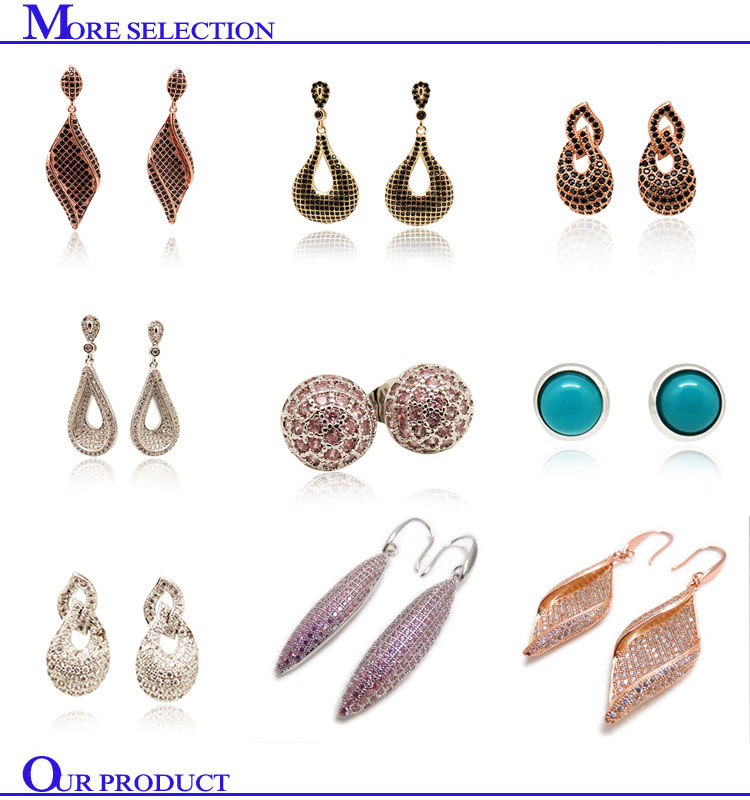 Jewelry Fancy Silver Stud Turquoise Stone Emerald Earring for Women