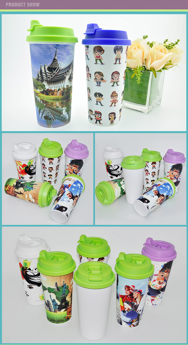 New Plastic Double Wall Travel Cup Mug (SLH-04B)