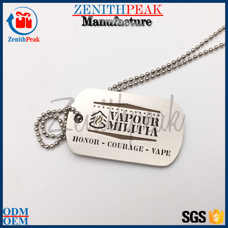 Custom Zinc Alloy Engraved Enamel Silver Dog Tag