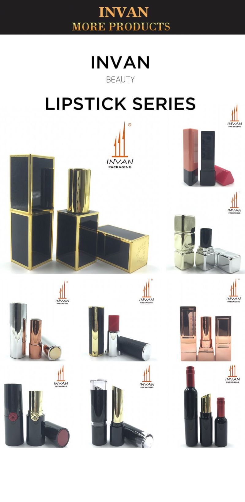Elegant Golden Top Plate Shiny Blue Lipstick Case for Makeup