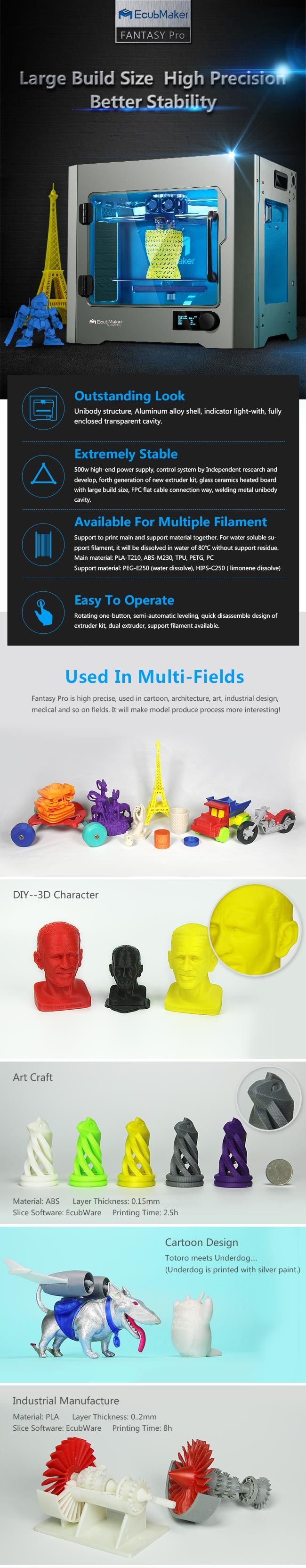 Ecubmaker Desktop Digital 3D Printer with High Speed