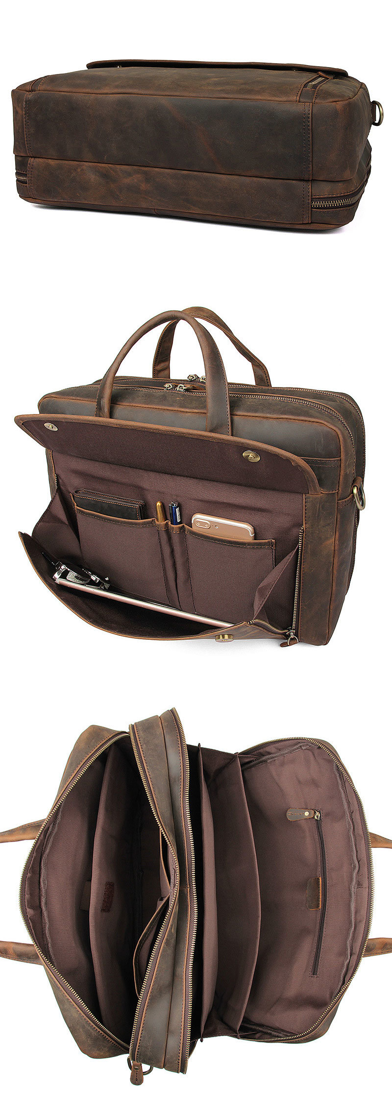 Low Price Good Quality Custom Design Vintage Brown Duffle Bag Leather Travel Bag for Business