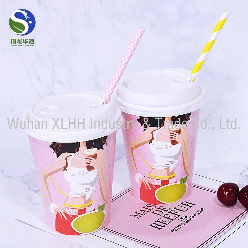 Premium Food Grade Disposable Single Double Ripple Juice Coffee Tea Milk Ice Cream Paper Cup for Hot Cold Drink with Handle