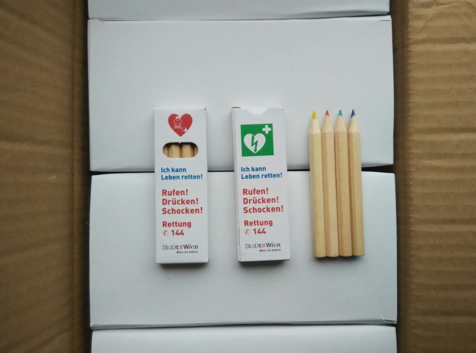 4PC Short Color Pencils for Promotion Packed in 4c Printing Paperbox