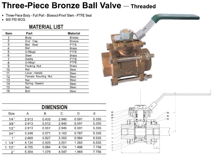 3 PCS Bronze Â  Ball Valve with Lockable Handle