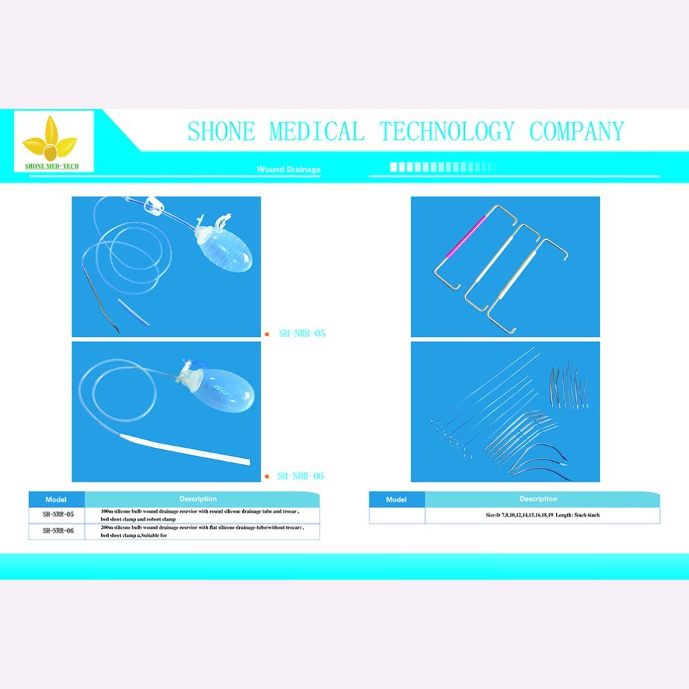 Silicone Bulb Wound Drainage System with Flat Tube