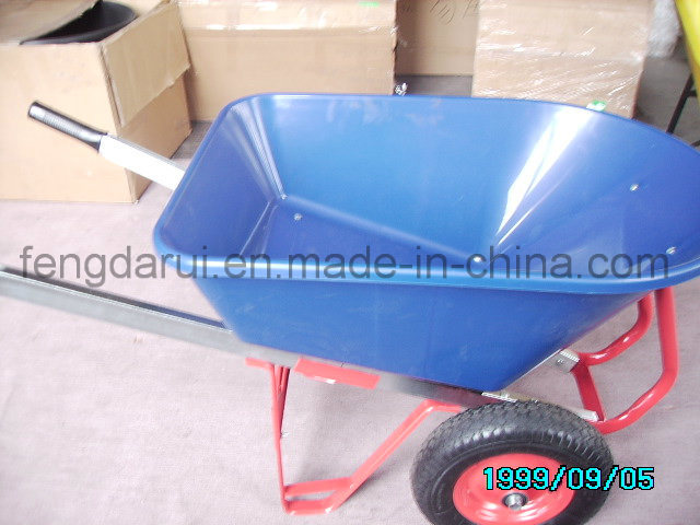 Heavy Duty Plastic Tray Metal Frame Wheel Barrow (WB6304) with Double Wheels