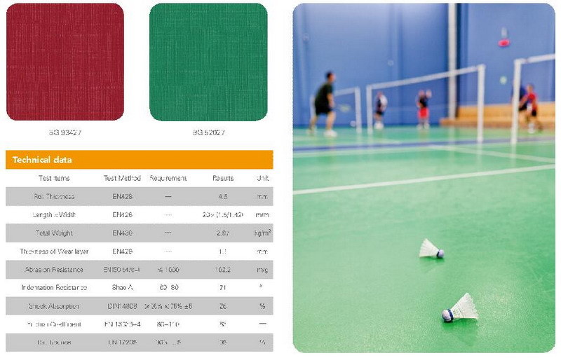 Outdoor Custom PVC Badminton Court Floor Mat Sports Flooring