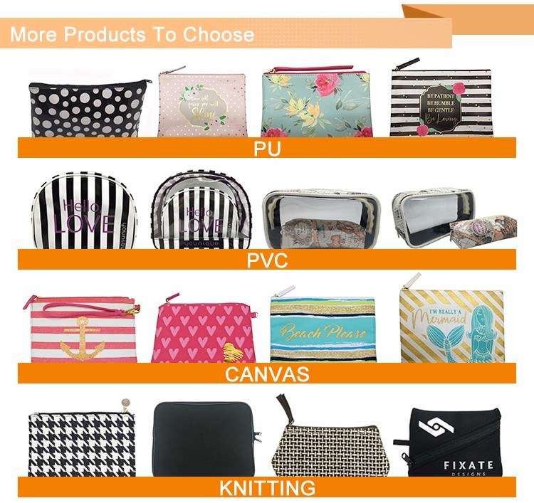 Customized Makeup Bags PU Leather Names Different Types Bags